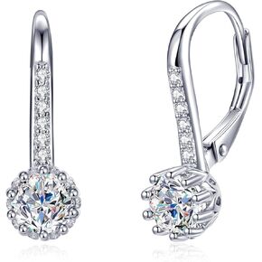 Moissanite Earrings for Women, 925 Sterling Silver Drop Dangle Earrings, Hypoallergenic Leverback Earring for Sensitive Ear, D Color VVS1, Diamond Birthday Bridal Wedding Jewelry Gift, 0.5ct*2 in Saudi Arabia