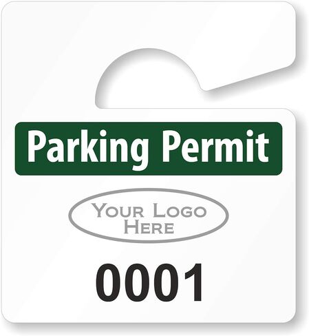 SmartSign (Pack of 50) Custom Add Your Logo, Sequntial Numbers, and Text Parking Permit Hang Tags | 2.75" x 3" 30 mil Thick Plastic, Small Car Parking Pass, Made in USA. in Kuwait