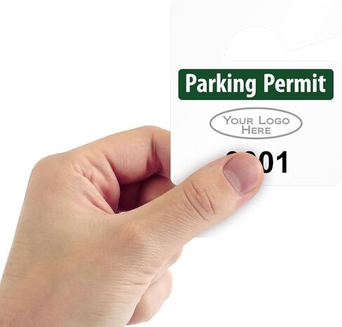 SmartSign (Pack of 50) Custom Add Your Logo, Sequntial Numbers, and Text Parking Permit Hang Tags | 2.75" x 3" 30 mil Thick Plastic, Small Car Parking Pass, Made in USA. in Kuwait