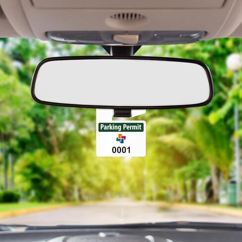 SmartSign (Pack of 50) Custom Add Your Logo, Sequntial Numbers, and Text Parking Permit Hang Tags | 2.75" x 3" 30 mil Thick Plastic, Small Car Parking Pass, Made in USA. in Kuwait