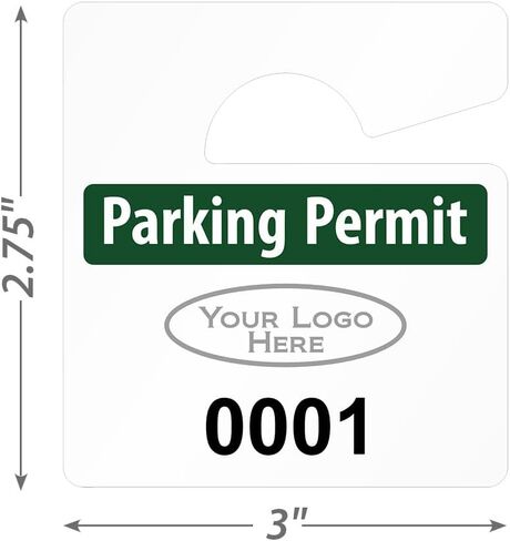 SmartSign (Pack of 50) Custom Add Your Logo, Sequntial Numbers, and Text Parking Permit Hang Tags | 2.75" x 3" 30 mil Thick Plastic, Small Car Parking Pass, Made in USA. in Kuwait