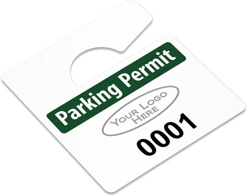 SmartSign (Pack of 50) Custom Add Your Logo, Sequntial Numbers, and Text Parking Permit Hang Tags | 2.75" x 3" 30 mil Thick Plastic, Small Car Parking Pass, Made in USA. in Kuwait