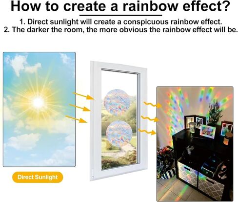 48 قطعة من ملصقات النوافذ الدائرية تمنع الطيور من الاصطدام بالنوافذ، ملصقات نافذة مضادة للتصادمات للطيور، ملصقات لالتقاط أشعة الشمس بألوان قوس قزح لا تحتاج إلى صمغ، فينيل غير لاصق قابل لإعادة الاستخدام in Kuwait