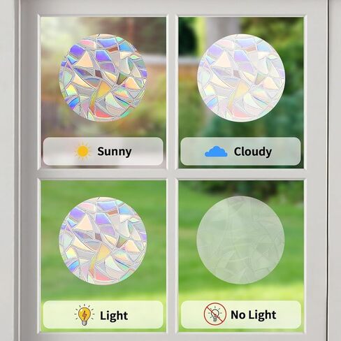 48 قطعة من ملصقات النوافذ الدائرية تمنع الطيور من الاصطدام بالنوافذ، ملصقات نافذة مضادة للتصادمات للطيور، ملصقات لالتقاط أشعة الشمس بألوان قوس قزح لا تحتاج إلى صمغ، فينيل غير لاصق قابل لإعادة الاستخدام in Kuwait