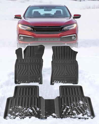 Car Floor Mats for Honda Civic: 2021 2020 2019 2018 2017 2016, All Weather Accessories Rubber Floor Liners Custom Fit for Civic X 10th Gen Sedan/Hatchback/Coupe/Type R/Insight Front Rear Carpet, XPE in Saudi Arabia