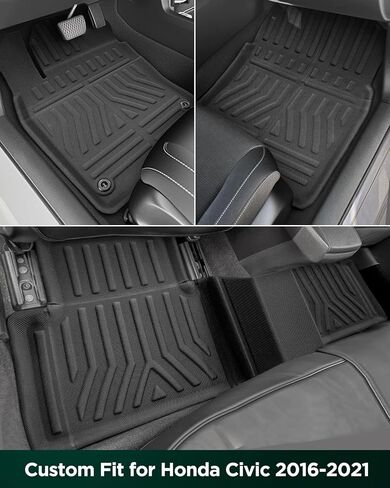 Car Floor Mats for Honda Civic: 2021 2020 2019 2018 2017 2016, All Weather Accessories Rubber Floor Liners Custom Fit for Civic X 10th Gen Sedan/Hatchback/Coupe/Type R/Insight Front Rear Carpet, XPE in Saudi Arabia