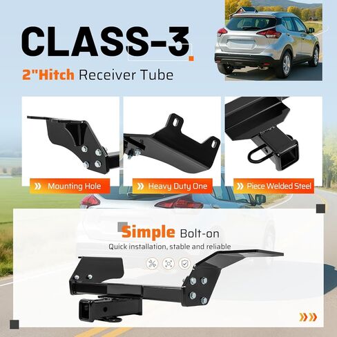 Trailer Hitch 2 Inch Receiver Class3 Compatible with 2018-2024 Nissan Kicks All Styles Black Powder Coated Steel in Saudi Arabia