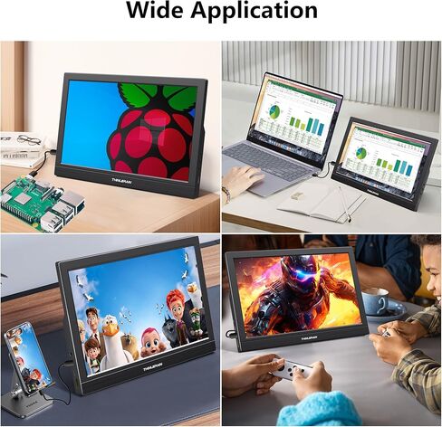 Thinlerain 10.1 بوصة 1920 × 1200 دقة 16:10 IPS شاشة لمس محمولة HDMI، شاشة سفر ثانية مدمجة في مكبرات الصوت وحامل، شاشة خارجية لجهاز الكمبيوتر الشخصي، MAC Xbox in Kuwait