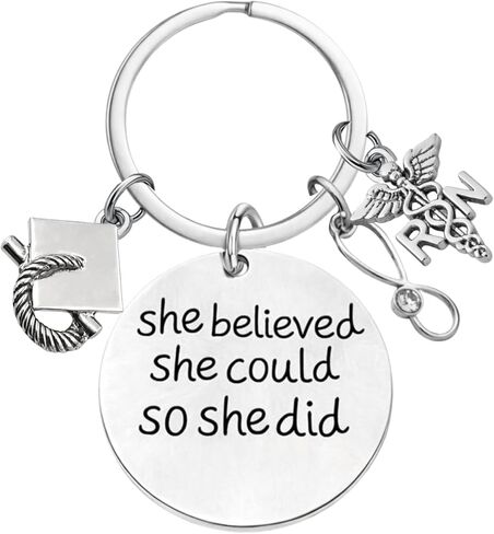 Infinity Collection She Believed She Could So She Did Nurse Bangle Bracelet, Inspirational Silver Nurse Jewelry Gift for RN LPN Nursing Student Graduation Appreciation in Saudi Arabia