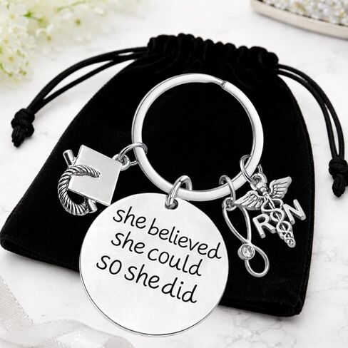 Infinity Collection She Believed She Could So She Did Nurse Bangle Bracelet, Inspirational Silver Nurse Jewelry Gift for RN LPN Nursing Student Graduation Appreciation in Saudi Arabia