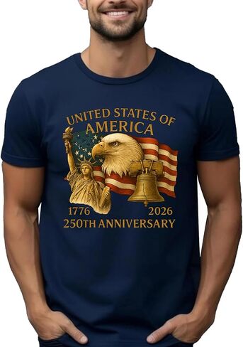 US 250th Anniversary Shirt, 250 Years Eagle Statue of Liberty T-Shirt, 1776–2026 Vintage American Independence Day Tee Multiple Colors in Kuwait