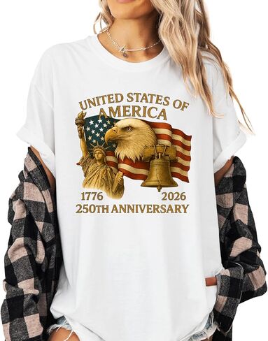 US 250th Anniversary Shirt, 250 Years Eagle Statue of Liberty T-Shirt, 1776–2026 Vintage American Independence Day Tee Multiple Colors in Kuwait