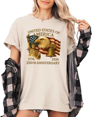 US 250th Anniversary Shirt, 250 Years Eagle Statue of Liberty T-Shirt, 1776–2026 Vintage American Independence Day Tee Multiple Colors in Kuwait