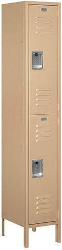 Salsbury Industries 52165TN-U Double Tier 15-Inch Wide 6-Feet High 15-Inch Deep Unassembled Extra Wide Standard Metal Locker, Tan Brown in Kuwait