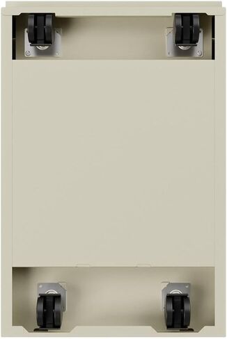 Scranton & Co 3-Drawer Metal Mobile Pedestal Filing Cabinet, 27.75" H x 15" W x 19.88" D, Beige Finish, Lockable, Hidden Casters, Letter-Size Hanging File Storage, Modern Office Furniture in Kuwait