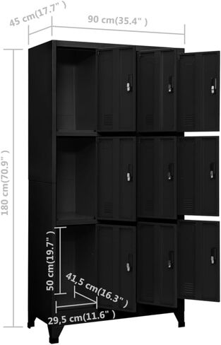 vidaXL Locker Cabinet Black 35.4"x17.7"x70.9" Steel in Kuwait