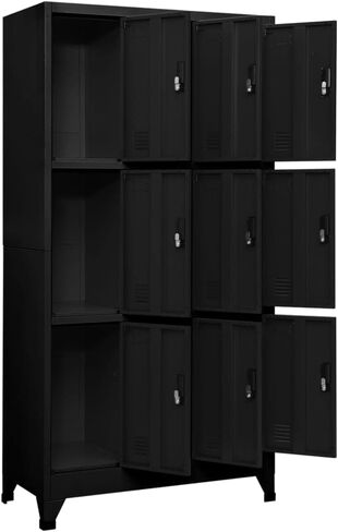vidaXL Locker Cabinet Black 35.4"x17.7"x70.9" Steel in Kuwait
