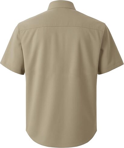 Men’s Short Sleeve Hunting Shirt Khaki Button Down with Left or Right Shooter Shoulder Patch & Pocket – Outdoor Shooting Wear (Small, Khaki/Right Hand Patch) in Kuwait