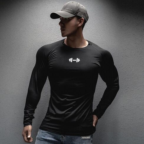 Men’s Long Sleeve Compression Shirt Athletic Fitted Workout Top for Gym Training Running Fitness Activities in Saudi Arabia