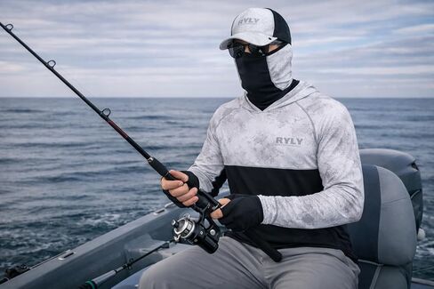 Men's Fishing Hoodies with Mask Cap Sun Protection Hoodie Rash Guard Shirts Long Sleeve UPF 50+ Hiking Shirt in Kuwait