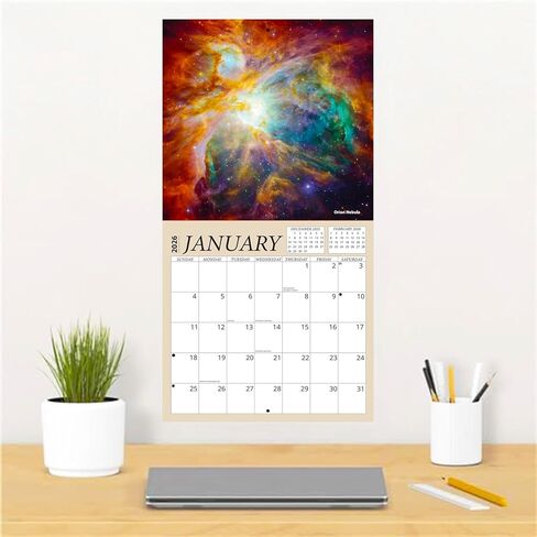 Astronomy Calendar 2026 - Universe Outer Space Wall Calendar Bundle, 100+ Reminder Stickers | Galaxy Office Supplies | Made In USA in Kuwait