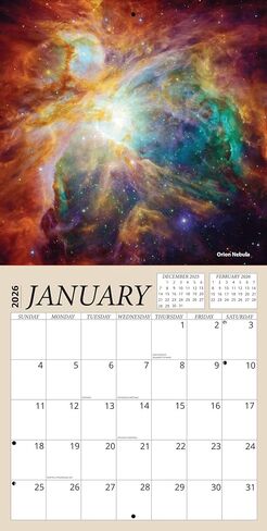 Astronomy Calendar 2026 - Universe Outer Space Wall Calendar Bundle, 100+ Reminder Stickers | Galaxy Office Supplies | Made In USA in Kuwait