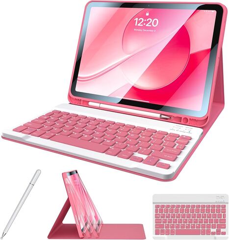 for iPad 10th Generation Case with Keyboard with Pencil Holder and Magnetic Disc Universal Stylus Pen 10.9 inch Wireless Detachable Folio Keyboard Cover for New iPad 10th Gen 2022 (Black) in Saudi Arabia