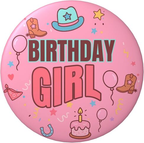 Birthday Girl Pin – Cowgirl Western Happy Birthday Button Badge, Pink Party Decor for Western Theme, Rodeo Birthday Celebration & Country Party Photo Booth Prop, 2.25 Inch in Saudi Arabia