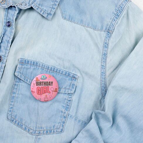Birthday Girl Pin – Cowgirl Western Happy Birthday Button Badge, Pink Party Decor for Western Theme, Rodeo Birthday Celebration & Country Party Photo Booth Prop, 2.25 Inch in Saudi Arabia
