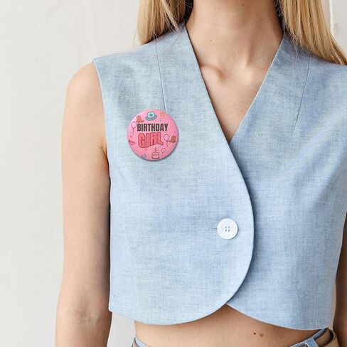 Birthday Girl Pin – Cowgirl Western Happy Birthday Button Badge, Pink Party Decor for Western Theme, Rodeo Birthday Celebration & Country Party Photo Booth Prop, 2.25 Inch in Saudi Arabia
