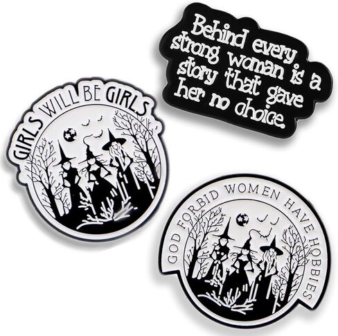 Gothic Witch Enamel Pins Set – Feminist Witch Pins, Girls Will Be Girls & Forbid Women Have Hobbies Gothic Enamel Pins for Backpacks, Jackets & Bags in Kuwait