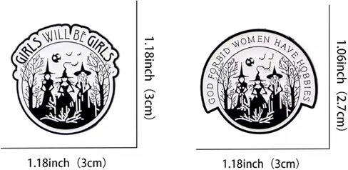 Gothic Witch Enamel Pins Set – Feminist Witch Pins, Girls Will Be Girls & Forbid Women Have Hobbies Gothic Enamel Pins for Backpacks, Jackets & Bags in Kuwait
