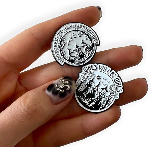 Gothic Witch Enamel Pins Set – Feminist Witch Pins, Girls Will Be Girls & Forbid Women Have Hobbies Gothic Enamel Pins for Backpacks, Jackets & Bags in Kuwait