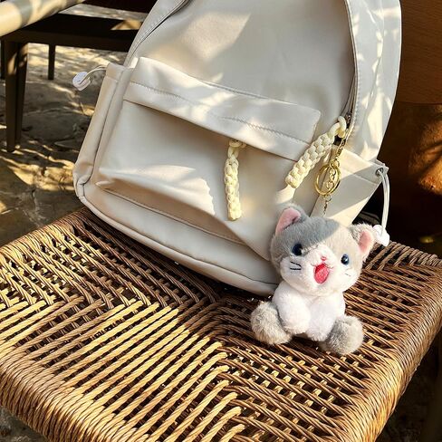 4.3-inch Gray Cat Plush Keychain Purse Charm,Cute Bag Charms Gifts for Women in Saudi Arabia