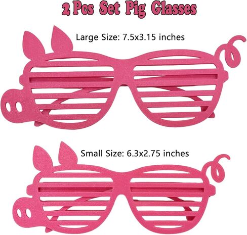 2PCS Pink Pig Glasses Fox Costume for Men Women Accessorry Halloween Zooto Hutter Shades Eyewear Cosplay Props (Small + Big) in Saudi Arabia