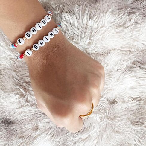 Pronature 2 Pcs Thing 1 2 Bracelets Friendship Matching Beads Bracelets Jewelry Costume Accessories for Best Friend Couples in Saudi Arabia