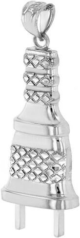 Hip Hop Jewelry Textured 925 Sterling Silver Electric Lightning Power Plug Pendant in Saudi Arabia