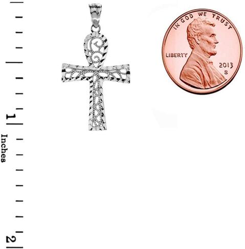 Exquisite Sterling Silver Sparkle-Cut and Filigree-Style Ankh Cross Pendant in Saudi Arabia