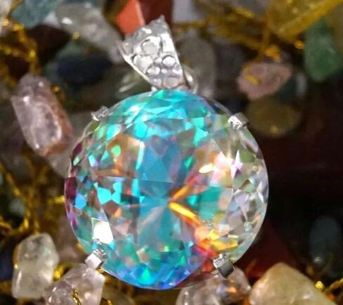 102 Ct+Rare Natural Mystic Topaz Multi Color 925 Solid Silver Pendant Gemstone in Saudi Arabia