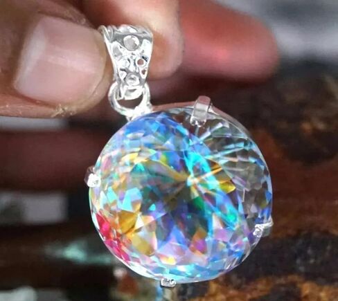 102 Ct+Rare Natural Mystic Topaz Multi Color 925 Solid Silver Pendant Gemstone in Saudi Arabia