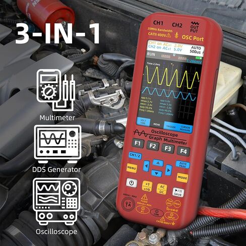 BSIDE Handheld Oscilloscope Multimeter, 10MHz Bandwidth Automotive Oscilloscope, Current Capacitance Frequency Ohm Temperature Diode Voltage Tester in Kuwait