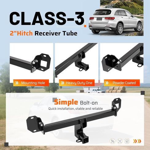 وصلة سحب المقطورة من الفئة 3، جهاز استقبال 2 بوصة متوافق مع 2016-2022 مرسيدس بنز GLC300 جميع الأنماط in Kuwait