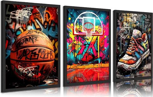 3pcs Cool Astronaut Canvas Wall Art Funny Whimsical Spaceman Basketball Posters Prints Paintings Universe Space Boy Wall Decor Pictures for Teen Boys Room Living Room Bedroom Decoration Unframed in Saudi Arabia