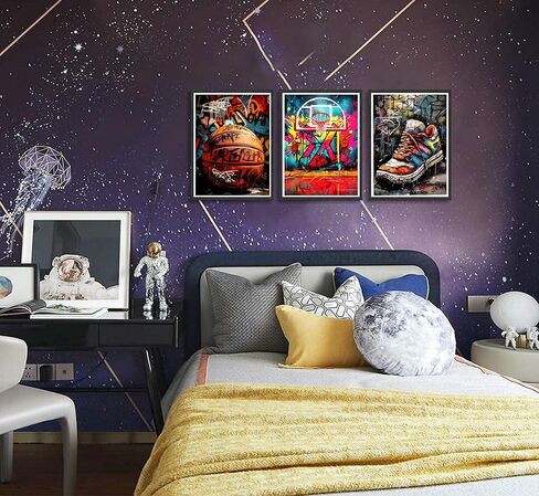 3pcs Cool Astronaut Canvas Wall Art Funny Whimsical Spaceman Basketball Posters Prints Paintings Universe Space Boy Wall Decor Pictures for Teen Boys Room Living Room Bedroom Decoration Unframed in Saudi Arabia