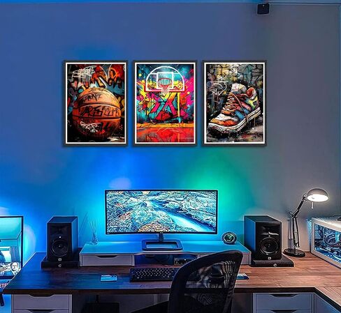 3pcs Cool Astronaut Canvas Wall Art Funny Whimsical Spaceman Basketball Posters Prints Paintings Universe Space Boy Wall Decor Pictures for Teen Boys Room Living Room Bedroom Decoration Unframed in Saudi Arabia