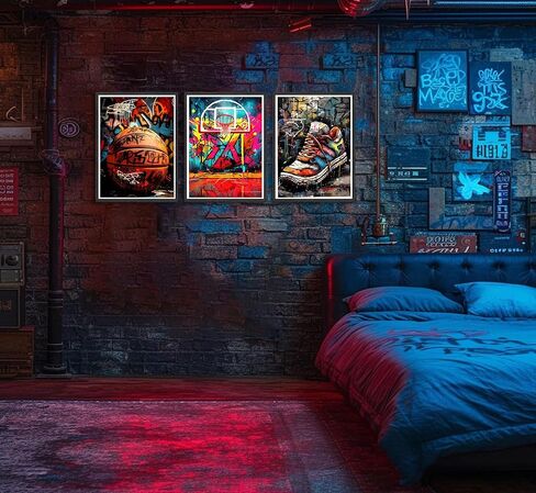 3pcs Cool Astronaut Canvas Wall Art Funny Whimsical Spaceman Basketball Posters Prints Paintings Universe Space Boy Wall Decor Pictures for Teen Boys Room Living Room Bedroom Decoration Unframed in Saudi Arabia