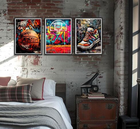 3pcs Cool Astronaut Canvas Wall Art Funny Whimsical Spaceman Basketball Posters Prints Paintings Universe Space Boy Wall Decor Pictures for Teen Boys Room Living Room Bedroom Decoration Unframed in Saudi Arabia