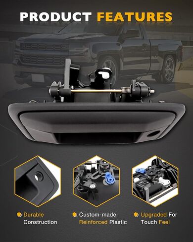 Tailgate Handle Kit w/ Camera Hole, Compatible with 2016-2019 Chevy Silverado & GMC Sierra 1500 2500 3500 HD, Exterior Rear Tail Gate Liftgate Latch Lock Handle with Keyhole, OE# 23448681, 23487215 in Saudi Arabia