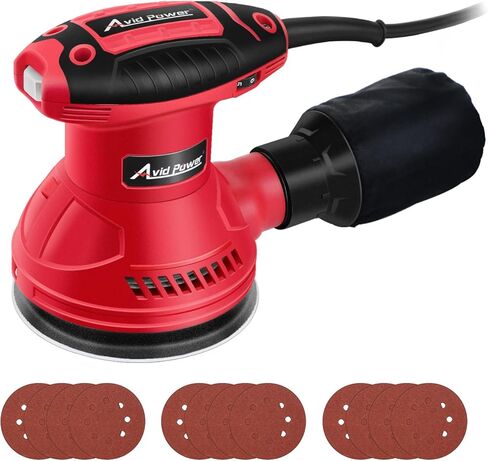 AVID POWER 20V Cordless Orbital Sander 5 Inch Electric Sander Tool with 6 Variable Speeds 7000-11000 RPM Battery Powered Sanders for Woodworking, 30 Pcs Sandpapers and Dust Collection Bag in Saudi Arabia