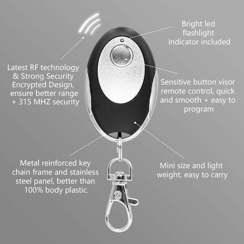 LAWOHO فتاحة المرآب الفرس التحكم عن بعد سلسلة المفاتيح فوب، استبدال LiftMaster 371LM 373LM تشامبرلين 950D 953D 956D، تردد 315 ميجا هرتز in Kuwait